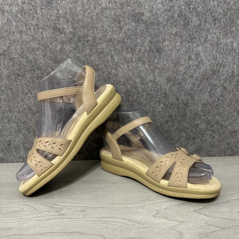 SAS Duo Sandals Womens 5.5 M Tan Leather‎ Comfort Triple Strap Buckle Shoes
